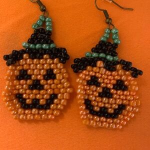Beaded Pumpkin Earrings